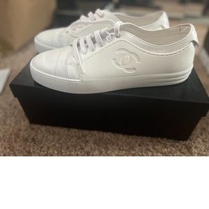 Chanel tennis shoes, white, worn one time in a fashion show…